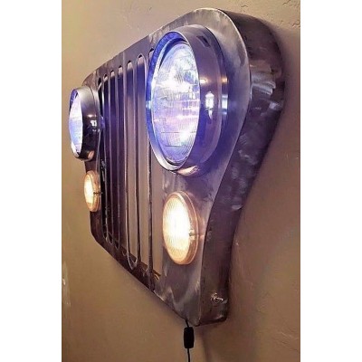NEW - Jeep grill wall art, LED lights, multi colored -1970 jeep,man cave,4x4    201977686510